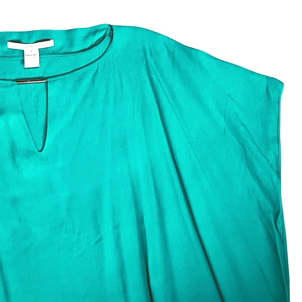 Diane Von Furstenberg Women’s Sz S Green Short Sleeve Top Blouse Beonica - Picture 6 of 12